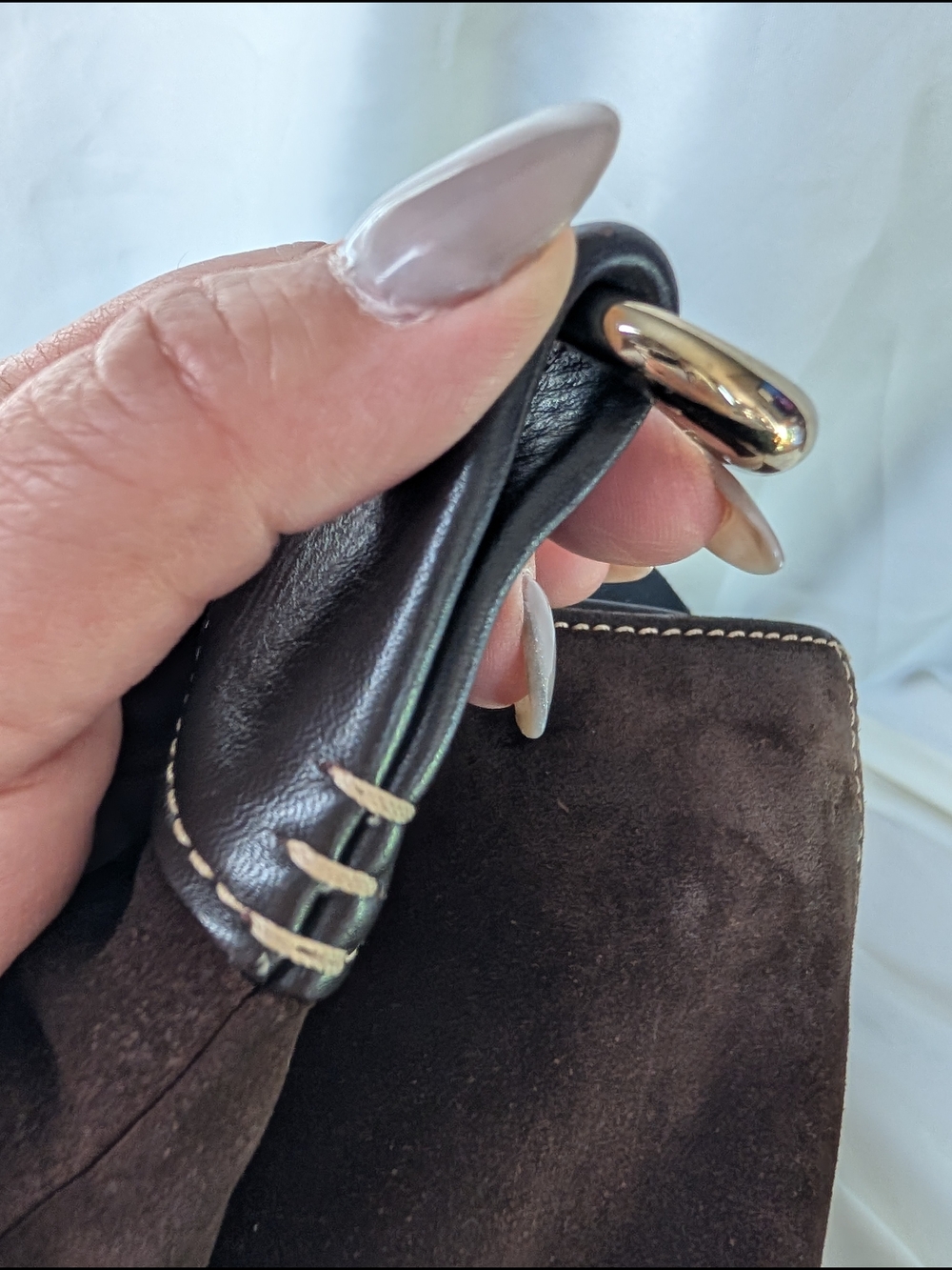 Dooney & Bourke Chocolate Brown Suede Hobo Shoulder Bag - Picture 6 of 10